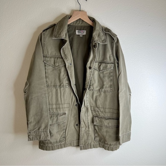 Olive Green Oversized Utility Jacket Womens Small - Picture 1 of 5